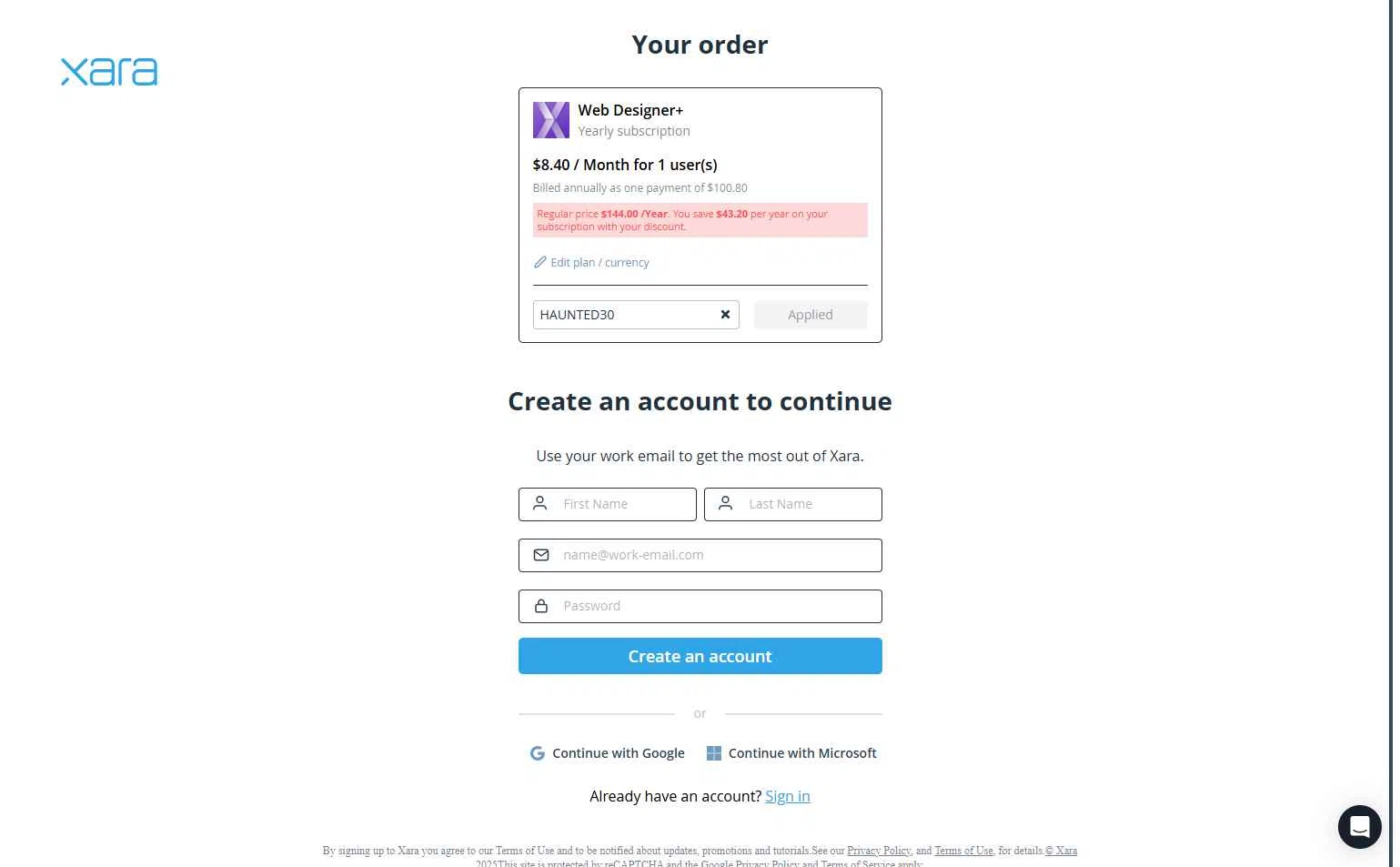 Xara checkout page showing Xara discount code box | Screenshot taken by SimplyCodes community member on Dec 23, 2025