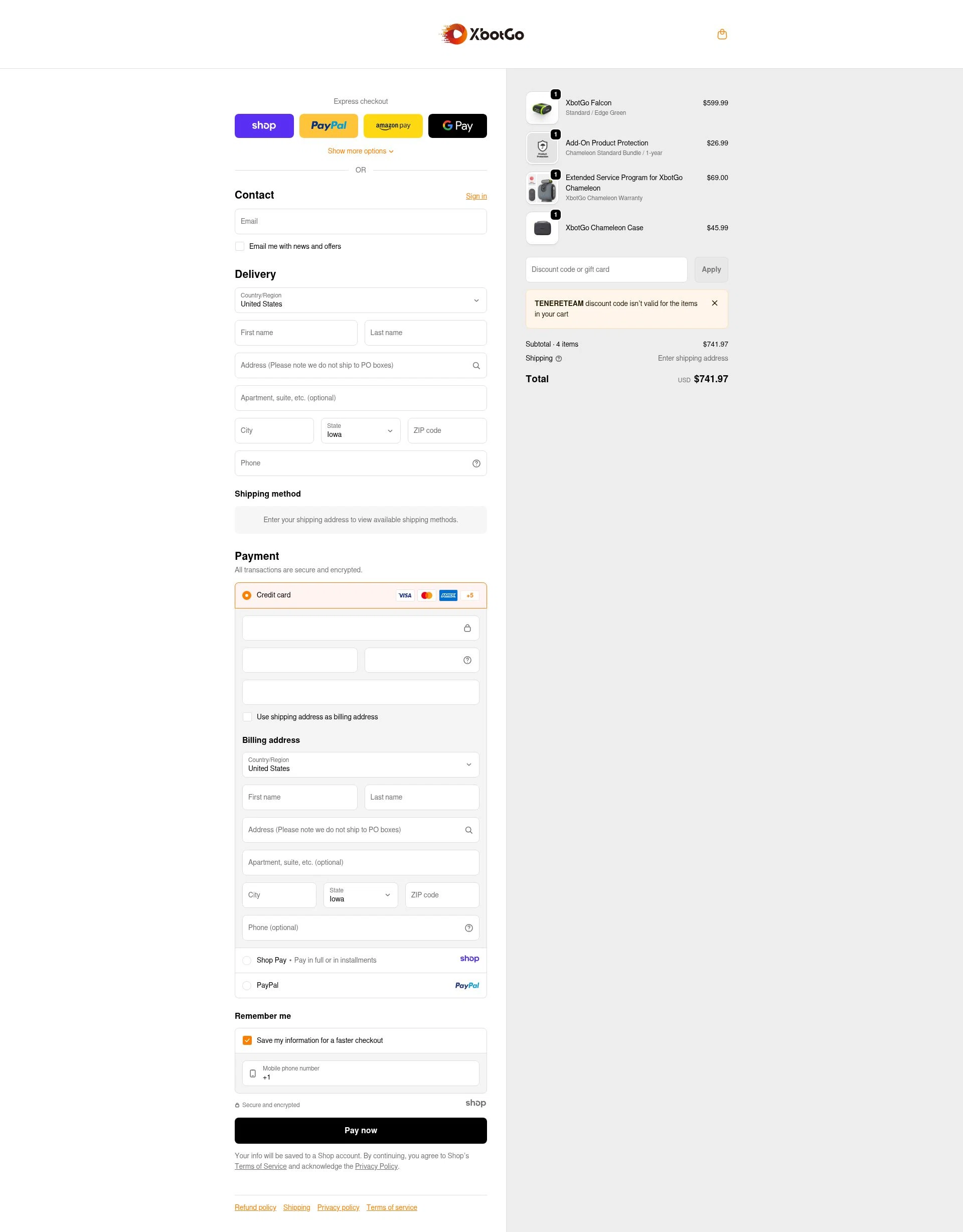 XbotGo checkout page showing XbotGo discount code box | Screenshot taken by SimplyCodes community member on Jan 6, 2026