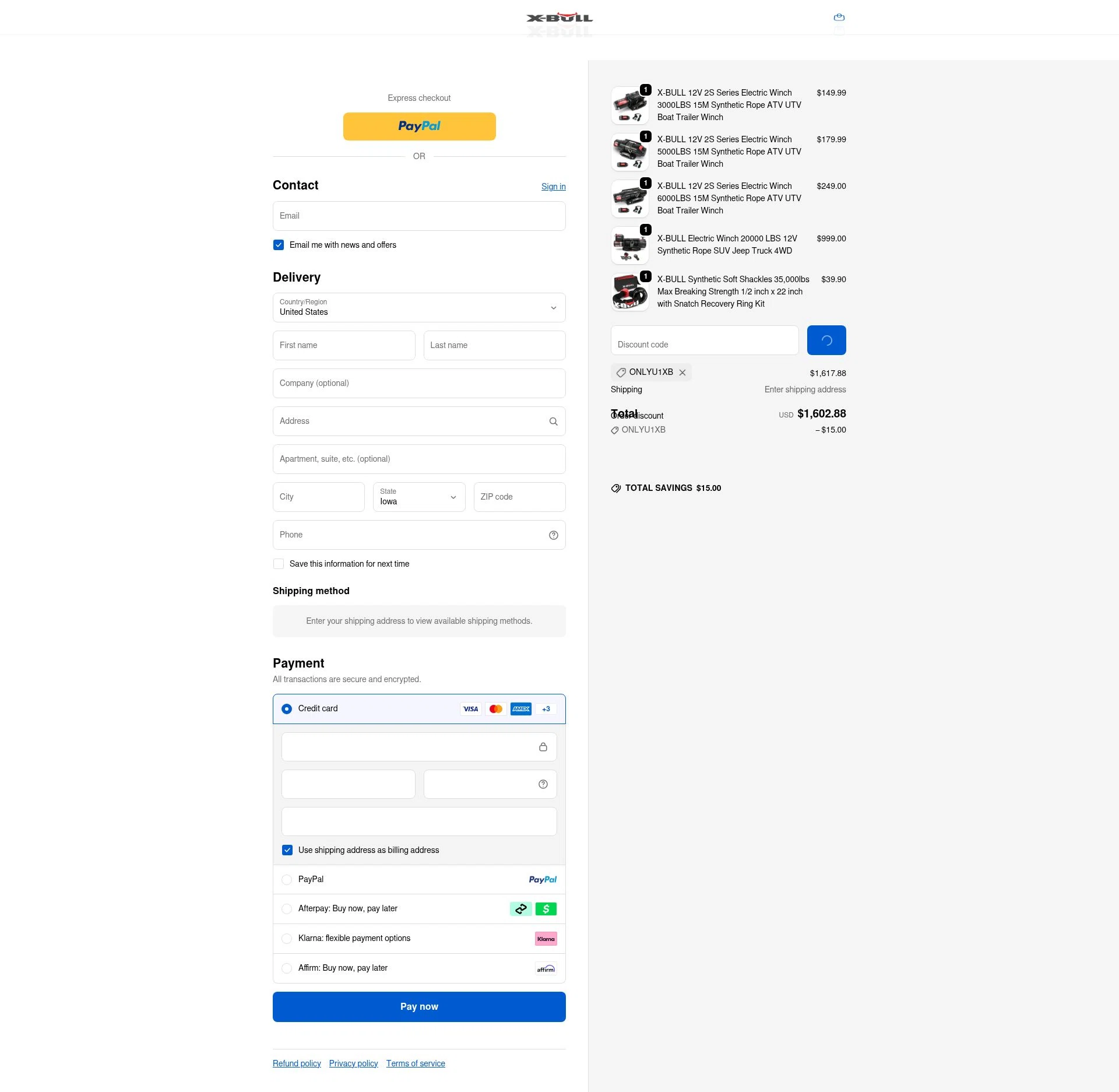 X-Bull checkout page showing X-Bull promo code box | Screenshot taken by SimplyCodes community member on Jan 10, 2026