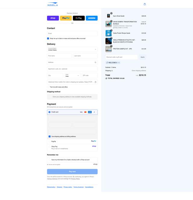 Xeela Fitness checkout page showing Xeela Fitness discount code box | Screenshot taken by SimplyCodes community member on Sep 12, 2025