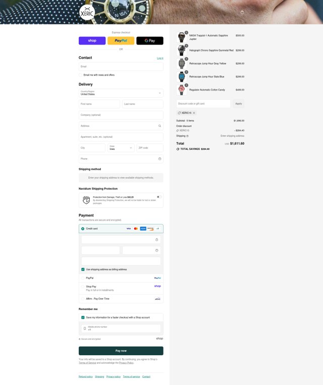 Xeric checkout page showing Xeric discount code box | Screenshot taken by SimplyCodes community member on Sep 4, 2025