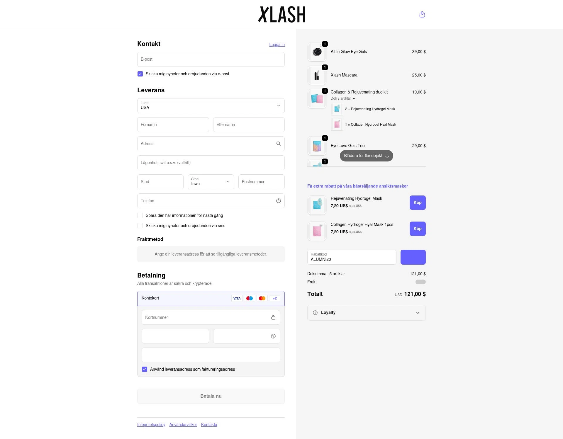 Xlash checkout page showing Xlash discount code box | Screenshot taken by SimplyCodes community member on Feb 6, 2026