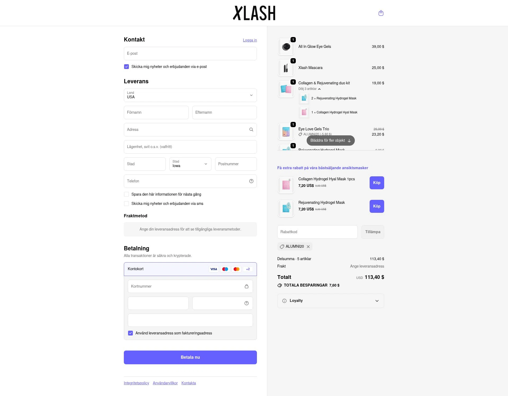 Xlash checkout page showing Xlash discount code box | Screenshot taken by SimplyCodes community member on Feb 2, 2026