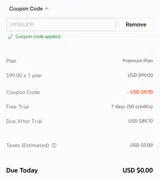 VIPSALE10 coupon verification screenshot