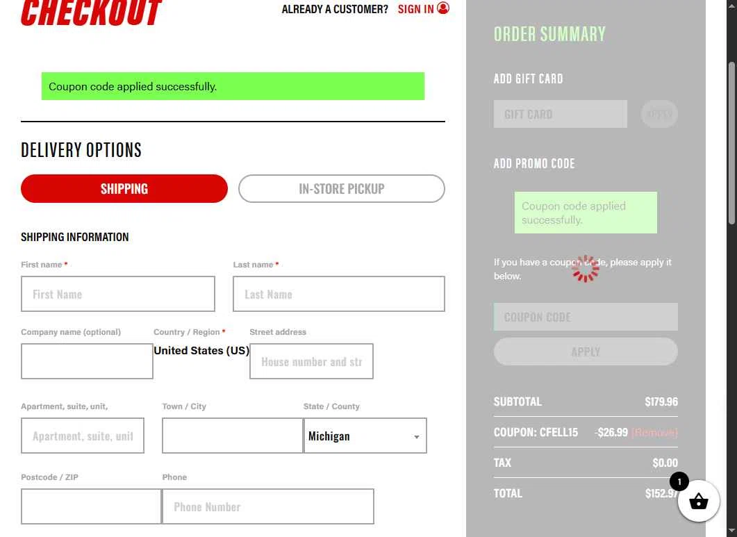 XN Supplements checkout page showing XN Supplements discount code box | Screenshot taken by SimplyCodes community member on Oct 31, 2025