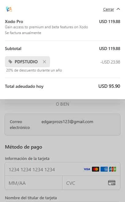 XODO checkout page showing XODO promo code box | Screenshot taken by SimplyCodes community member on Jan 20, 2026