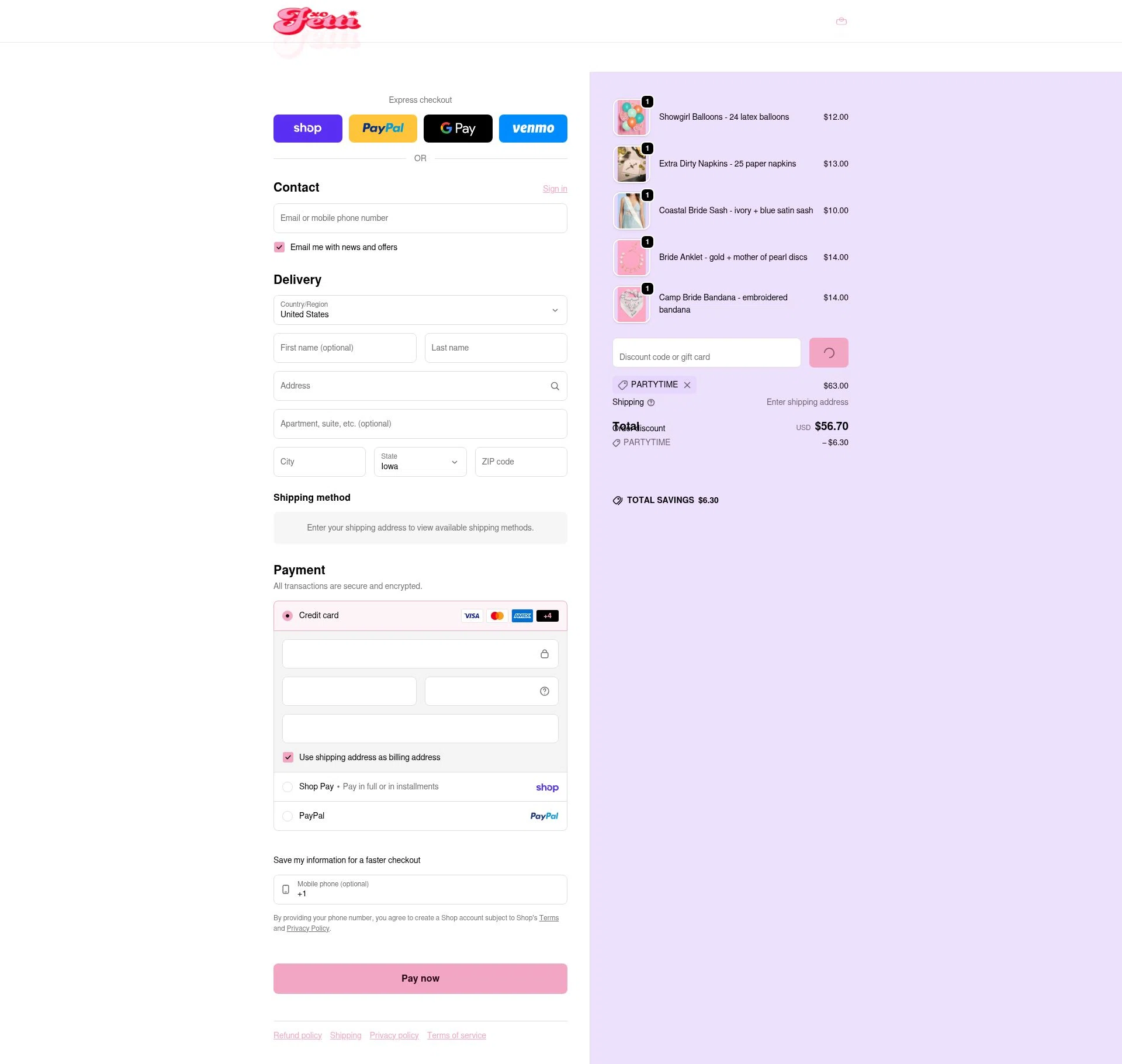 xo, Fetti checkout page showing xo, Fetti discount code box | Screenshot taken by SimplyCodes community member on Feb 6, 2026