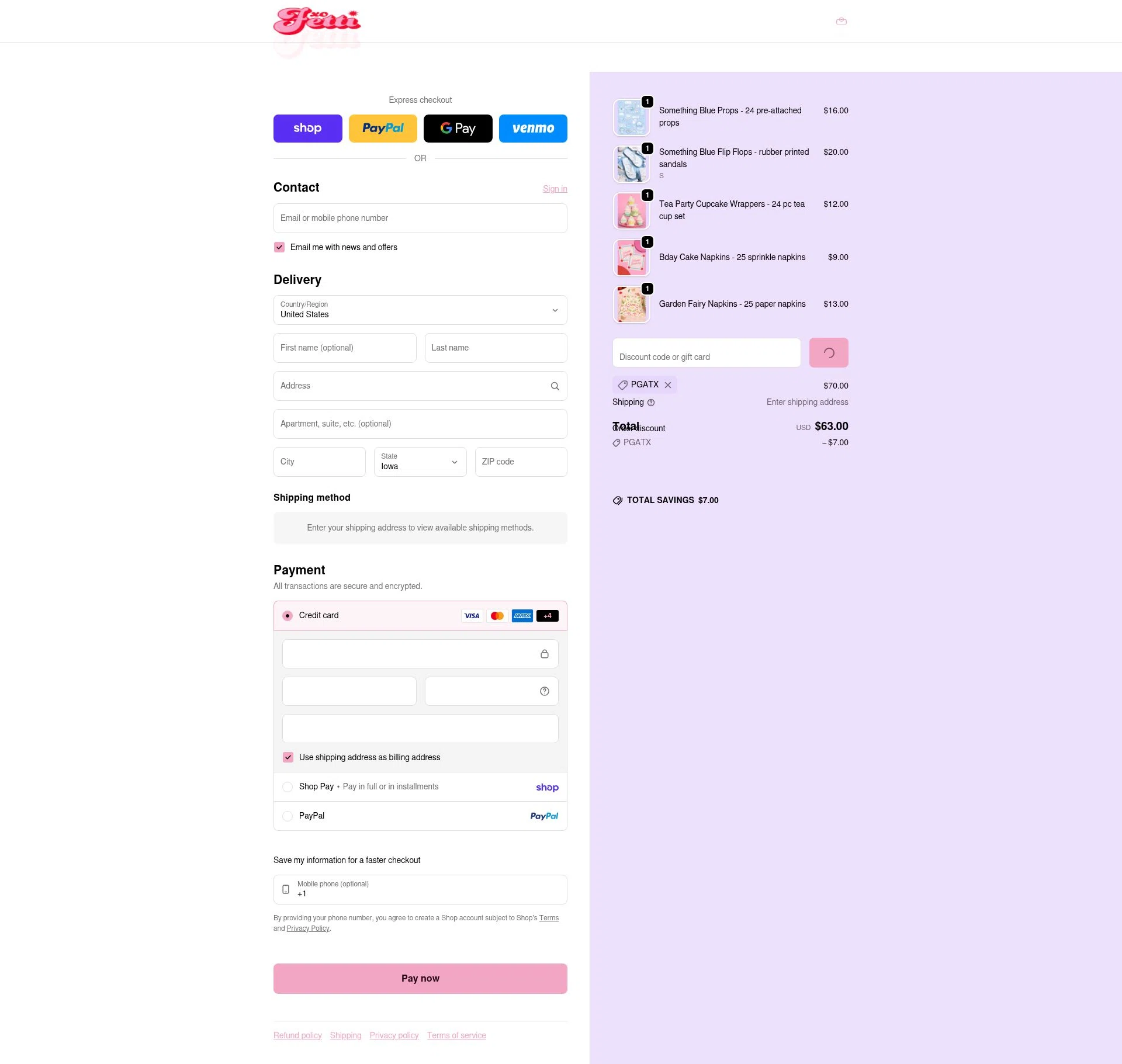 xo, Fetti checkout page showing xo, Fetti discount code box | Screenshot taken by SimplyCodes community member on Feb 10, 2026