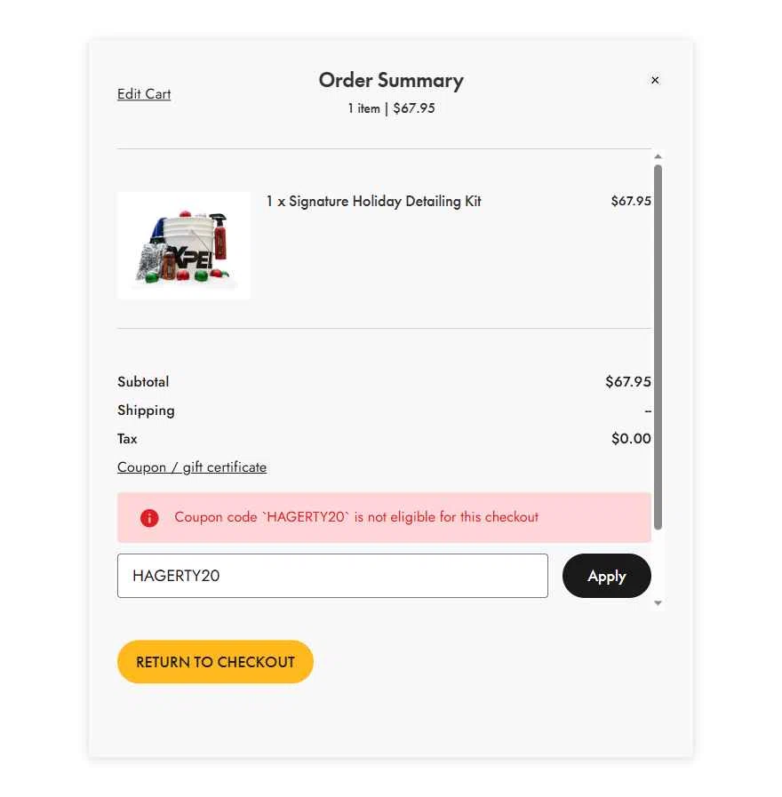 Xpel.com checkout page showing Xpel.com promo code box | Screenshot taken by SimplyCodes community member on Dec 24, 2025