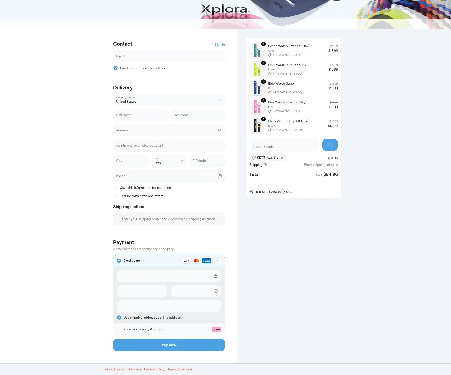 Xplora US checkout page showing Xplora US promo code box | Screenshot taken by SimplyCodes community member on Dec 23, 2025