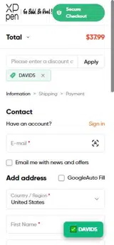 DAVID5 coupon verification screenshot
