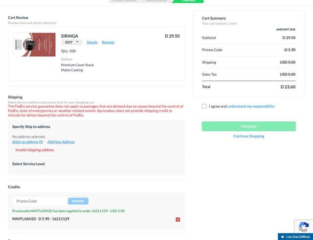 Xpressdocs checkout page showing Xpressdocs promo code box | Screenshot taken by SimplyCodes community member on May 20, 2025