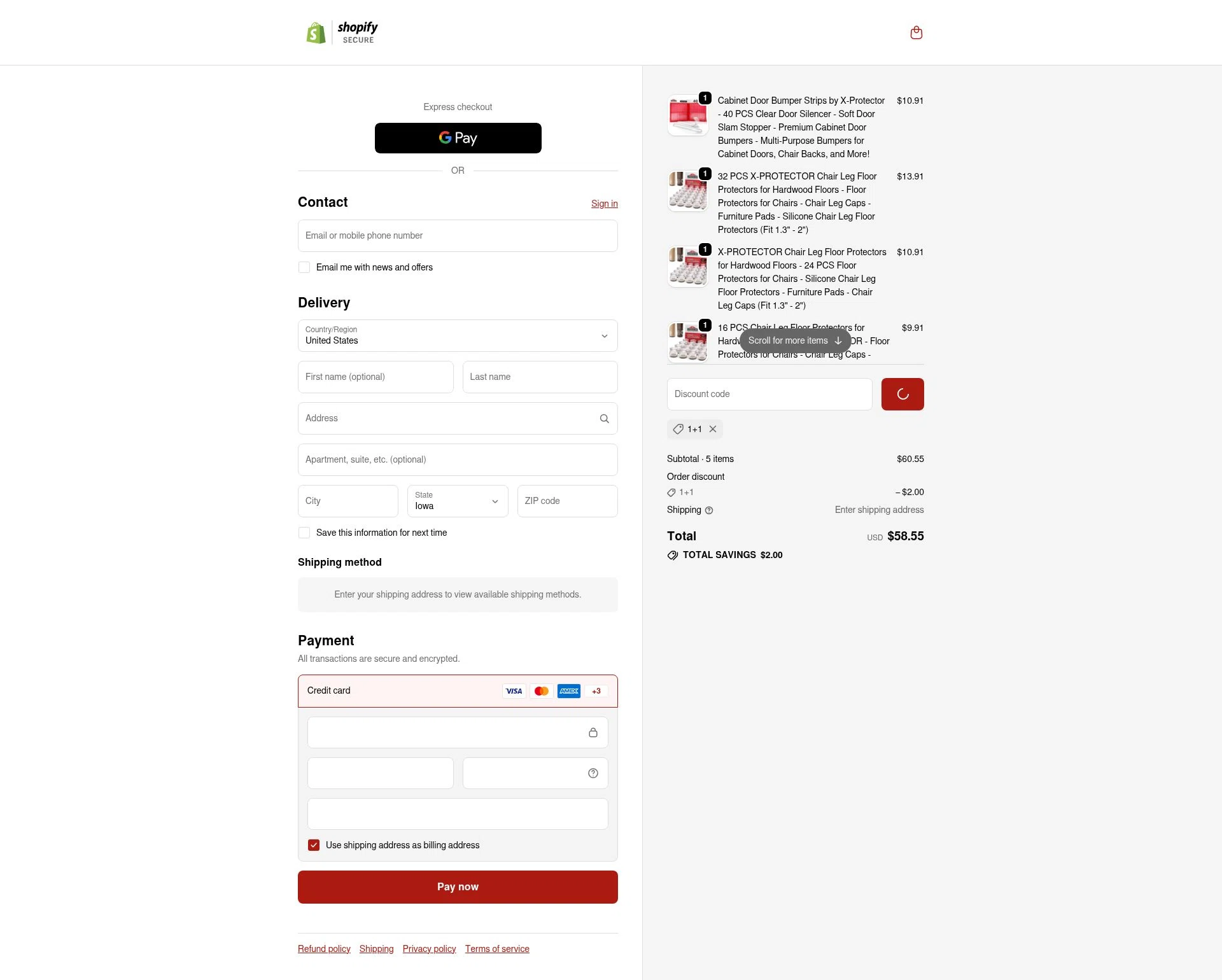 X-Protector checkout page showing X-Protector promo code box | Screenshot taken by SimplyCodes community member on Jan 1, 2026