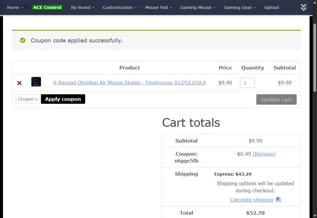 X-raypad checkout page showing X-raypad discount code box | Screenshot taken by SimplyCodes community member on Aug 29, 2025
