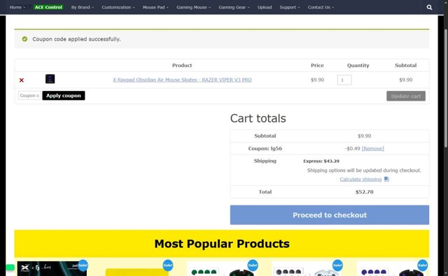 X-raypad checkout page showing X-raypad discount code box | Screenshot taken by SimplyCodes community member on Jul 29, 2025