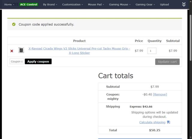 X-raypad checkout page showing X-raypad discount code box | Screenshot taken by SimplyCodes community member on Aug 21, 2025