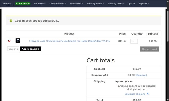 X-raypad checkout page showing X-raypad discount code box | Screenshot taken by SimplyCodes community member on Aug 17, 2025