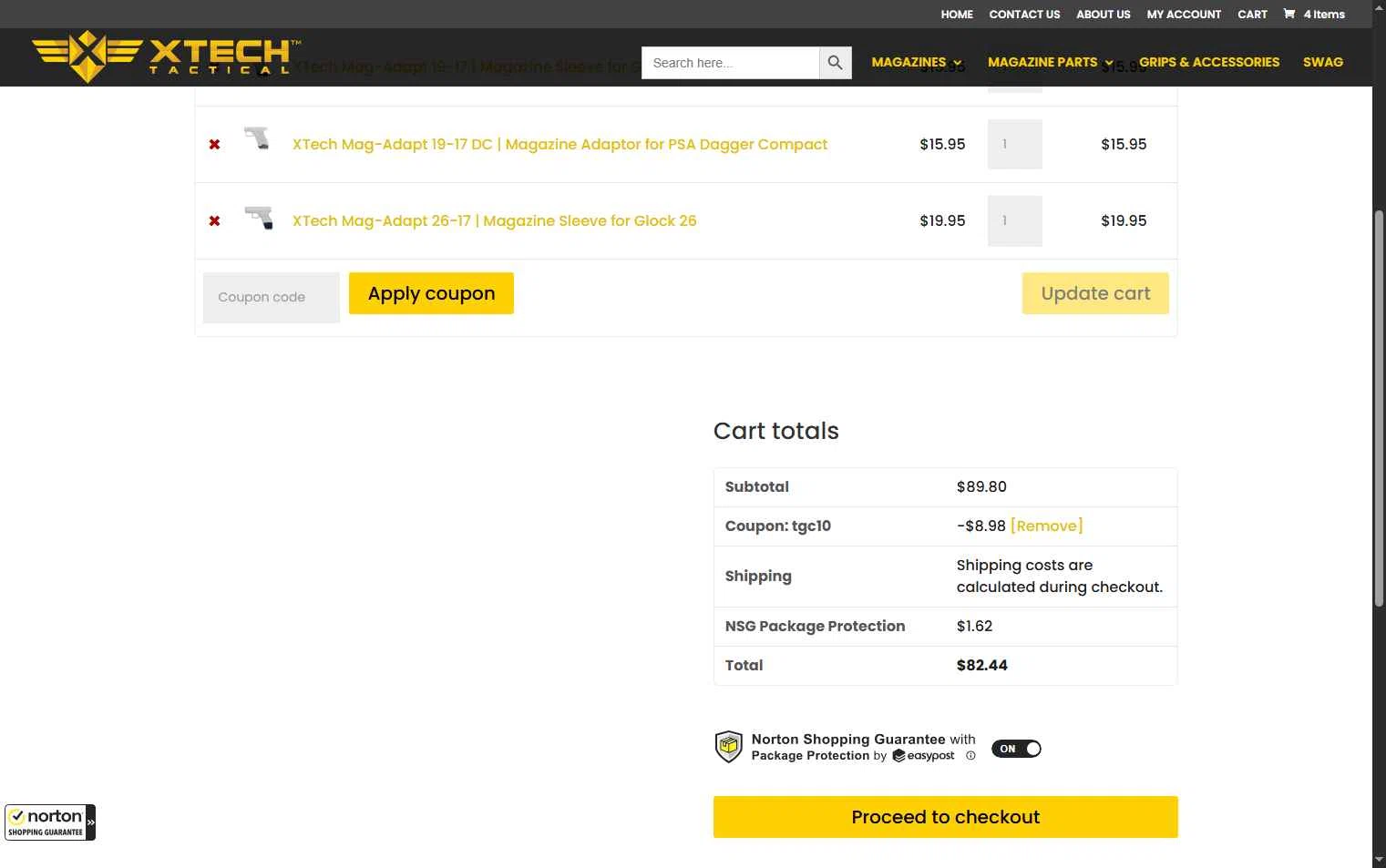 XTech Tactical checkout page showing XTech Tactical coupon code box | Screenshot taken by SimplyCodes community member on Oct 17, 2025