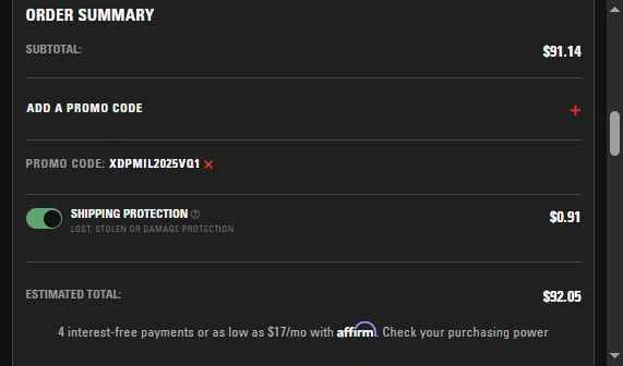 Xtreme Diesel Performance checkout page showing Xtreme Diesel Performance promo code box | Screenshot taken by SimplyCodes community member on Jan 26, 2026