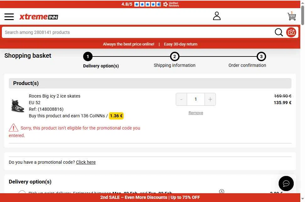 Xtremeinn checkout page showing Xtremeinn promo code box | Screenshot taken by SimplyCodes community member on Jan 30, 2026