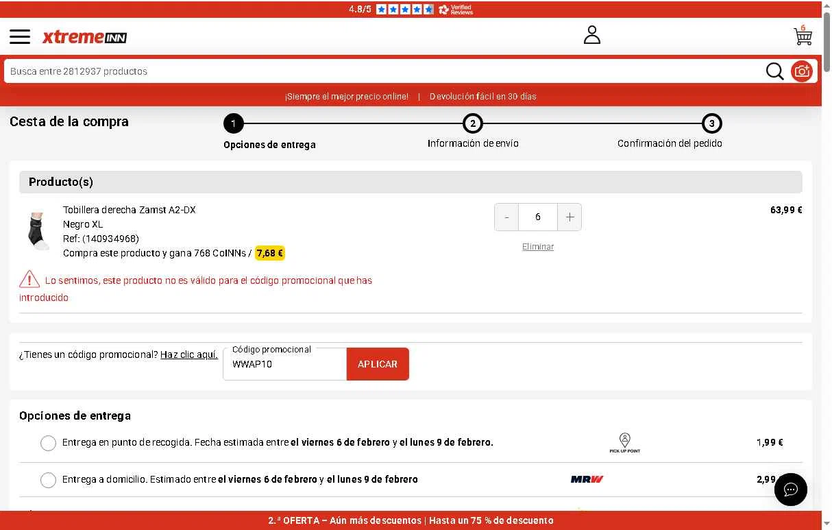 Xtremeinn checkout page showing Xtremeinn promo code box | Screenshot taken by SimplyCodes community member on Feb 2, 2026