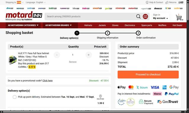 Xtremeinn checkout page showing Xtremeinn promo code box | Screenshot taken by SimplyCodes community member on Sep 14, 2025