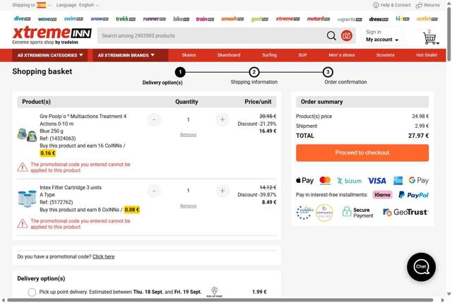 Xtremeinn checkout page showing Xtremeinn promo code box | Screenshot taken by SimplyCodes community member on Sep 13, 2025