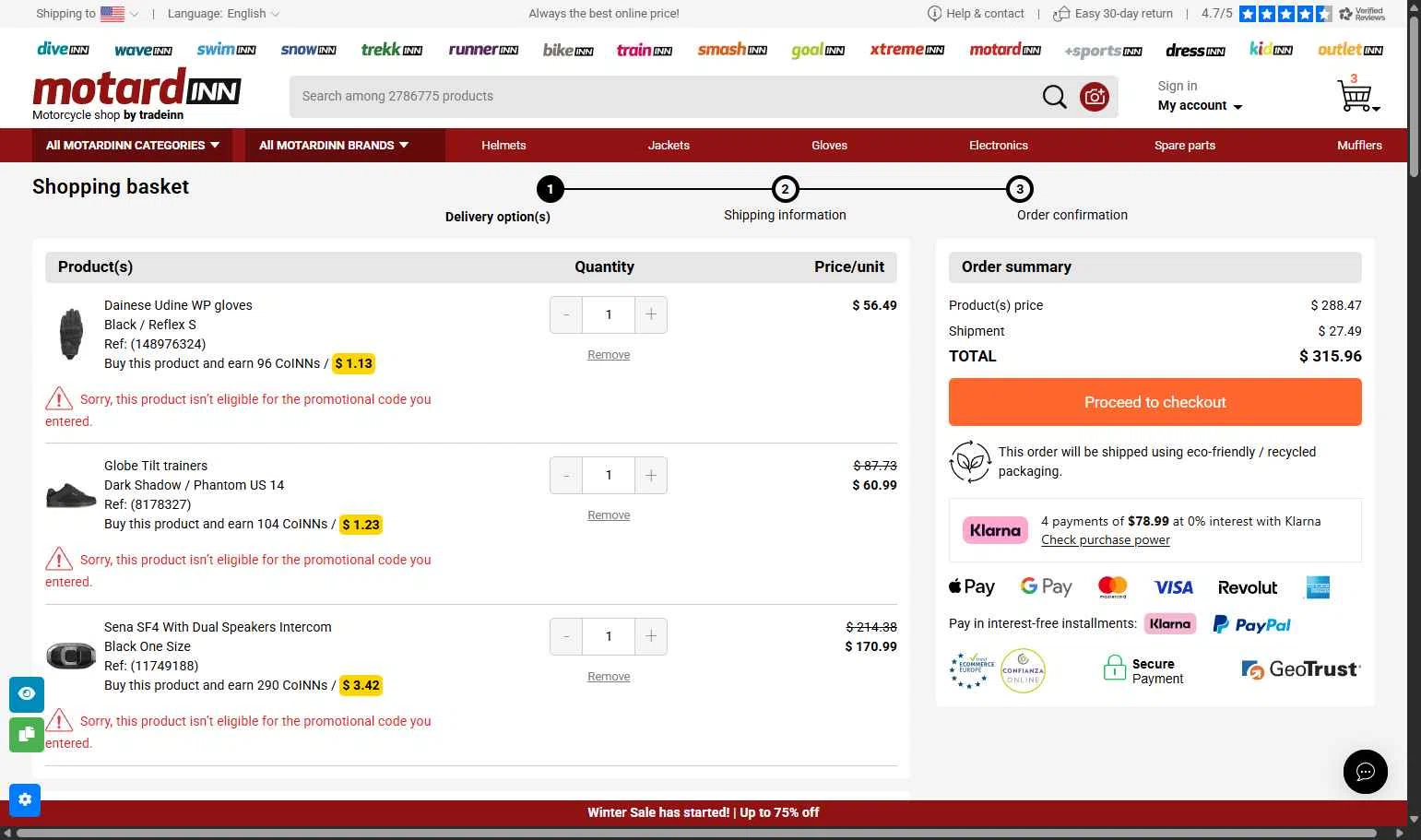 Xtremeinn checkout page showing Xtremeinn promo code box | Screenshot taken by SimplyCodes community member on Dec 27, 2025