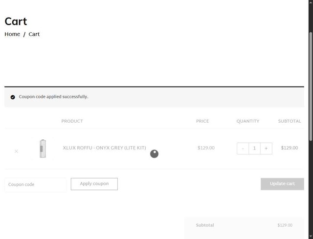 XVAPE checkout page showing XVAPE coupon code box | Screenshot taken by SimplyCodes community member on Aug 11, 2025