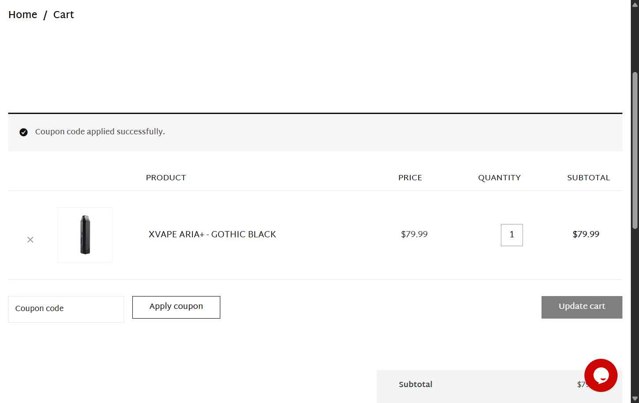 XVAPE checkout page showing XVAPE coupon code box | Screenshot taken by SimplyCodes community member on Aug 30, 2025