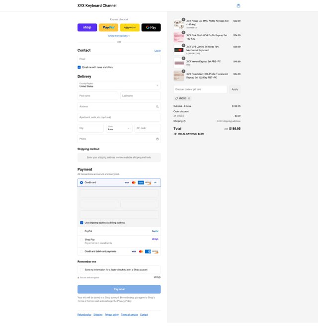 XVX Keyboard checkout page showing XVX Keyboard promo code box | Screenshot taken by SimplyCodes community member on Sep 3, 2025