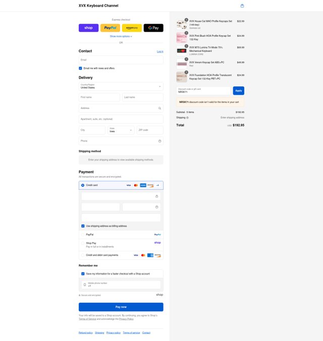 XVX Keyboard checkout page showing XVX Keyboard promo code box | Screenshot taken by SimplyCodes community member on Sep 3, 2025