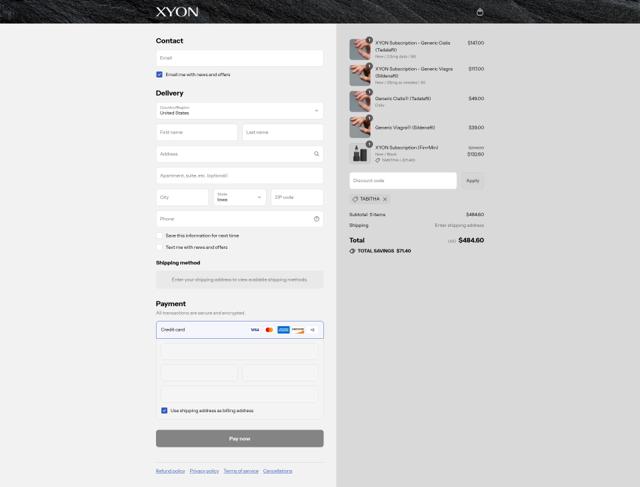 XYON Health checkout page showing XYON Health promo code box | Screenshot taken by SimplyCodes community member on Sep 6, 2025