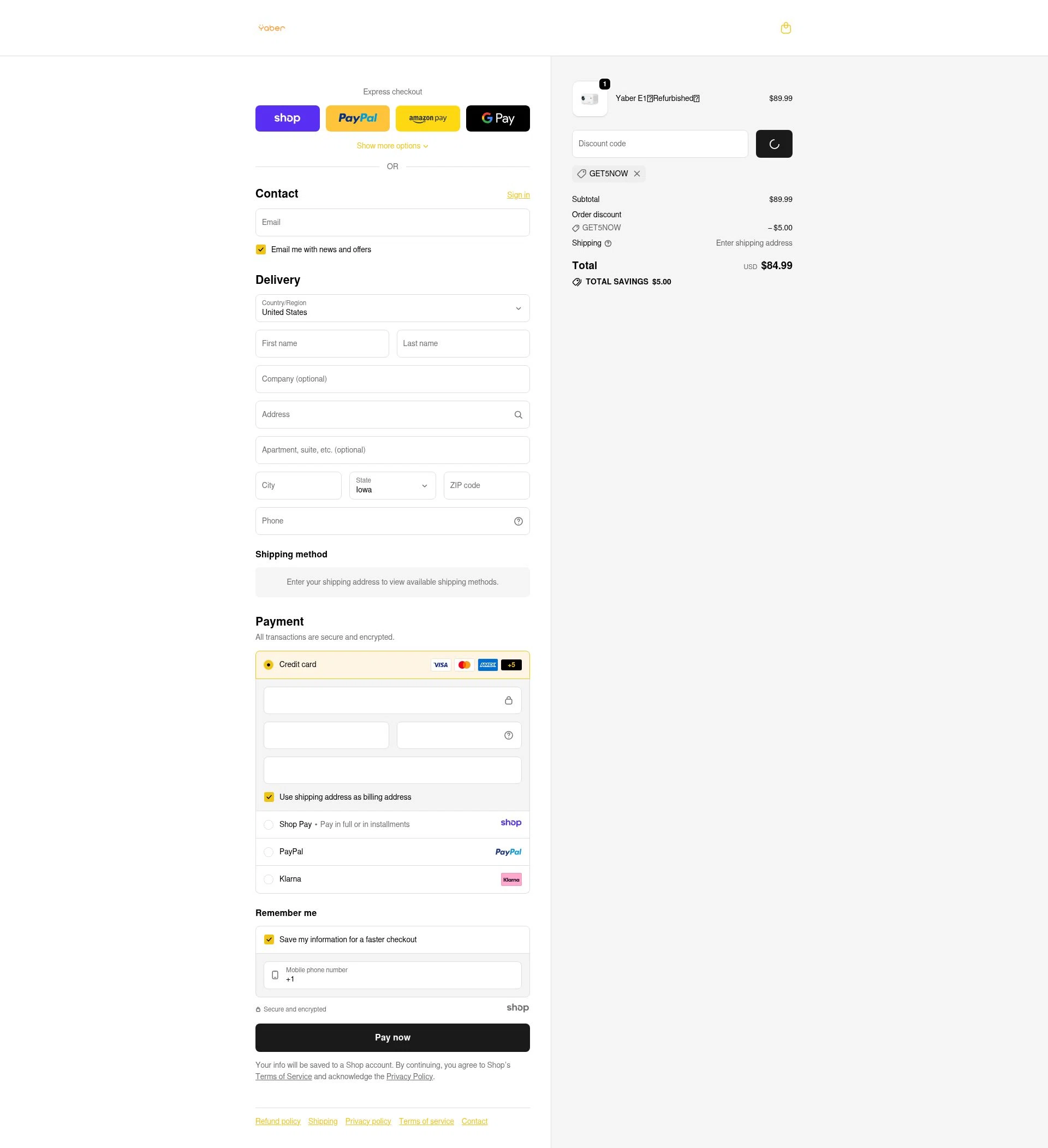 Yaber checkout page showing Yaber promo code box | Screenshot taken by SimplyCodes community member on Jan 4, 2026