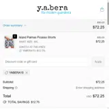 YABERA15 coupon verification screenshot