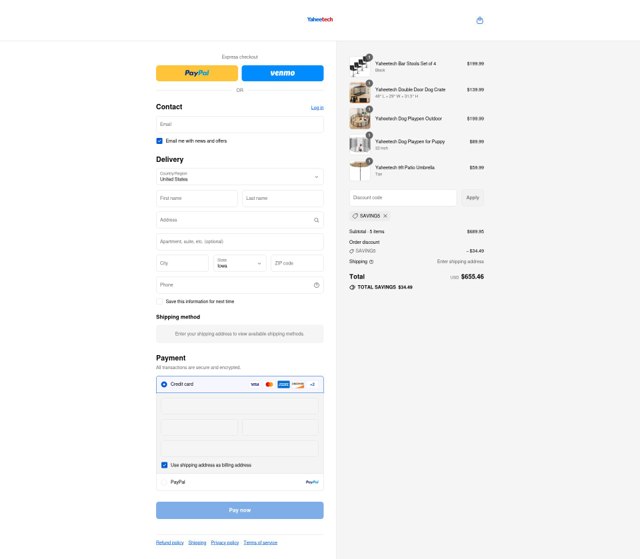 Yaheetech checkout page showing Yaheetech promo code box | Screenshot taken by SimplyCodes community member on Sep 2, 2025