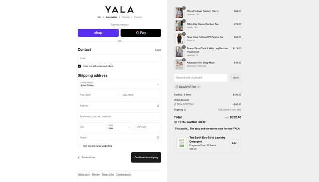 YALA checkout page showing YALA promo code box | Screenshot taken by SimplyCodes community member on Sep 6, 2025