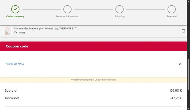 Yamamay checkout page showing Yamamay discount code box | Screenshot taken by SimplyCodes community member on May 25, 2025