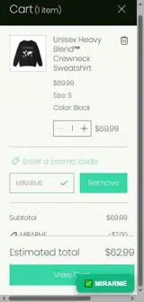 MIRARME coupon verification screenshot