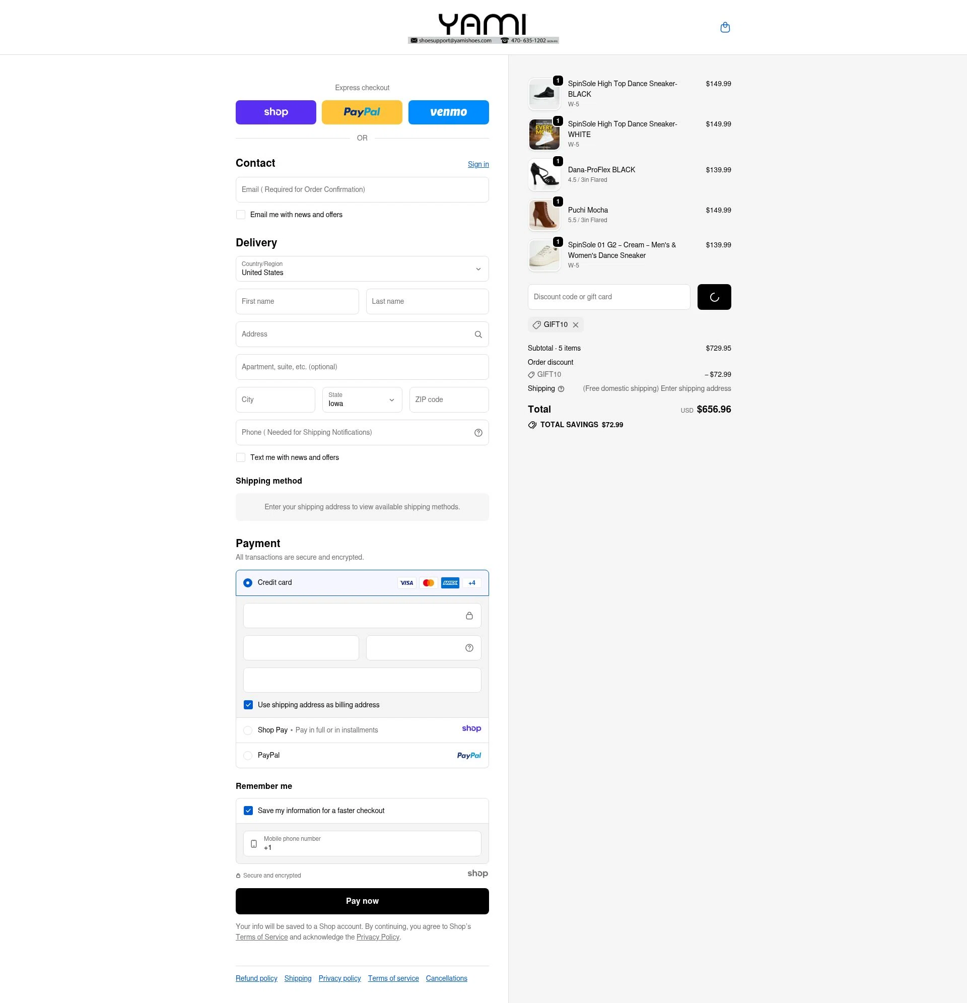 Yami Shoes checkout page showing Yami Shoes discount code box | Screenshot taken by SimplyCodes community member on Jan 4, 2026