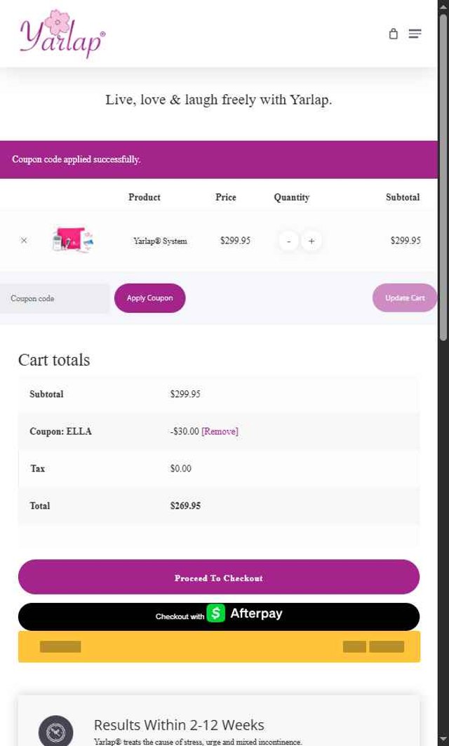 Yarlap checkout page showing Yarlap coupon code box | Screenshot taken by SimplyCodes community member on Jul 19, 2025