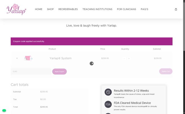 Yarlap checkout page showing Yarlap coupon code box | Screenshot taken by SimplyCodes community member on Jul 9, 2025