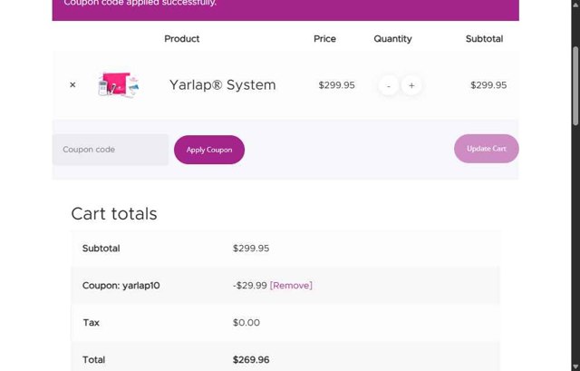 Yarlap checkout page showing Yarlap coupon code box | Screenshot taken by SimplyCodes community member on May 18, 2025
