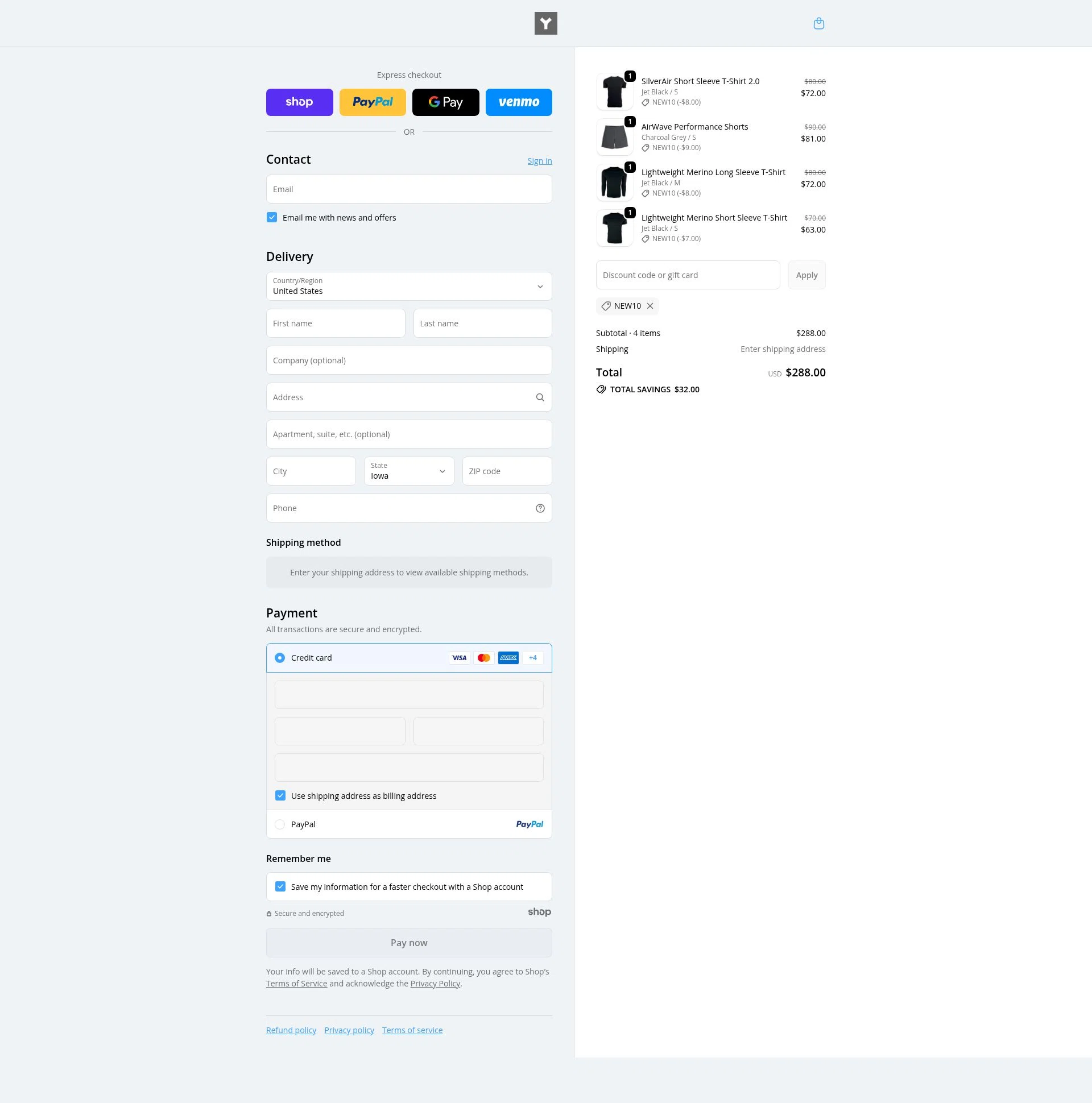 Y Athletics checkout page showing Y Athletics discount code box | Screenshot taken by SimplyCodes community member on Nov 15, 2025