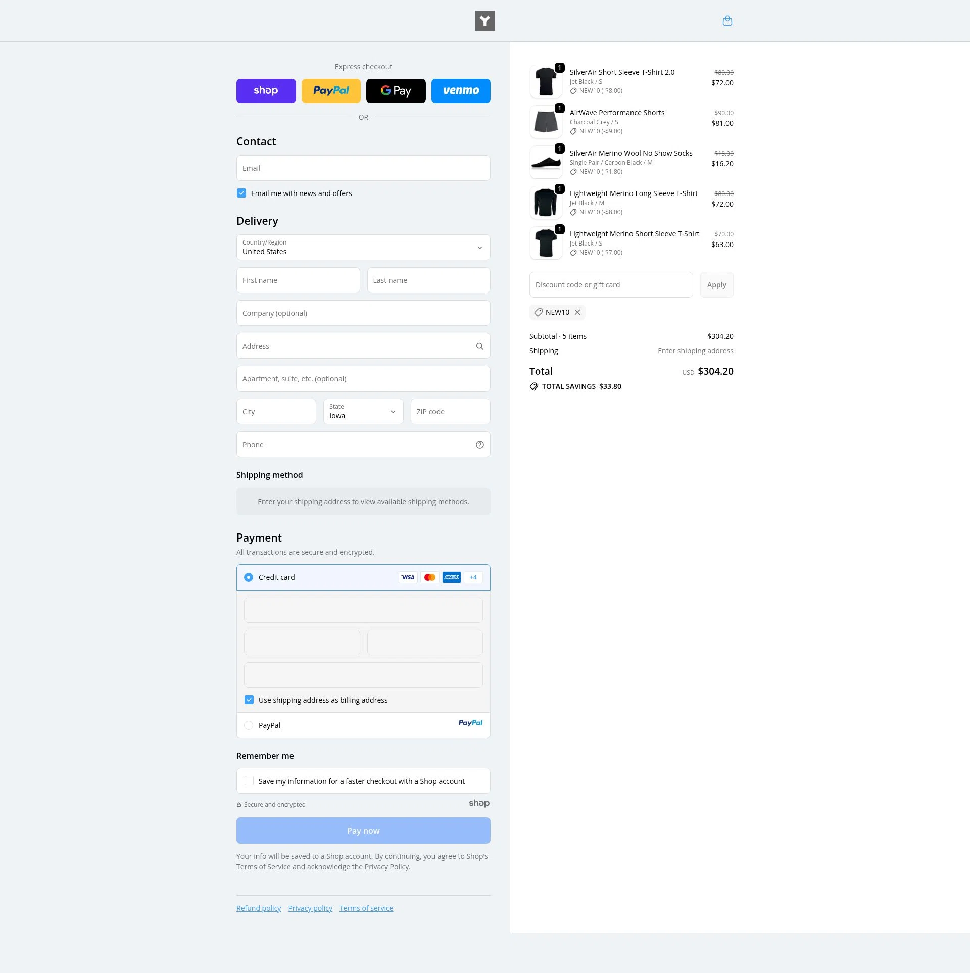 Y Athletics checkout page showing Y Athletics discount code box | Screenshot taken by SimplyCodes community member on Oct 11, 2025