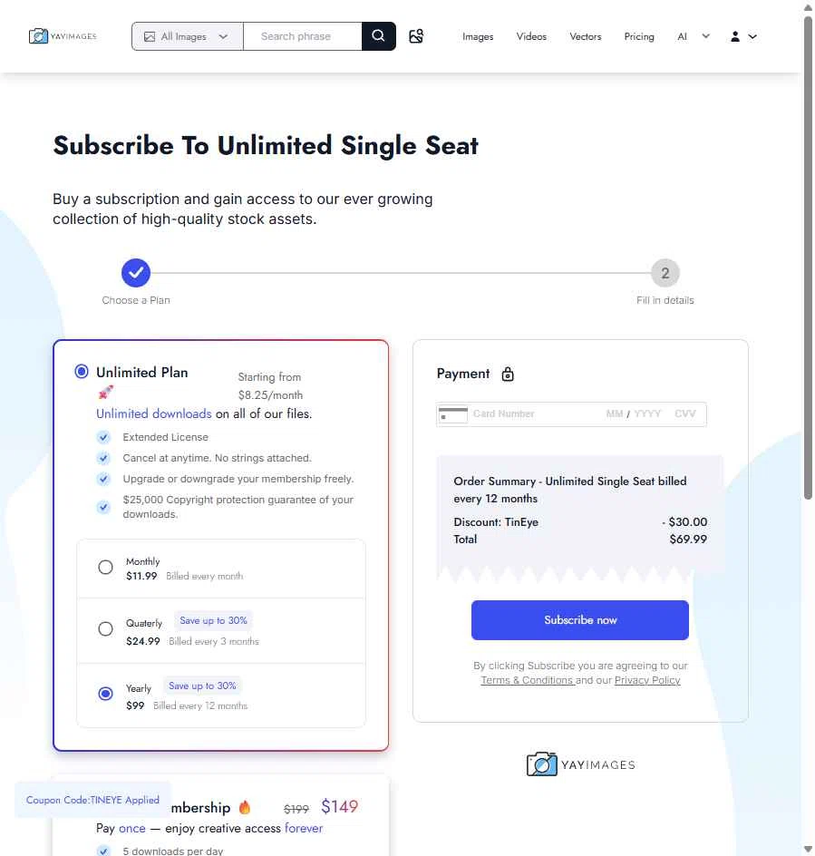 Yay Images checkout page showing Yay Images promo code box | Screenshot taken by SimplyCodes community member on Jan 18, 2026
