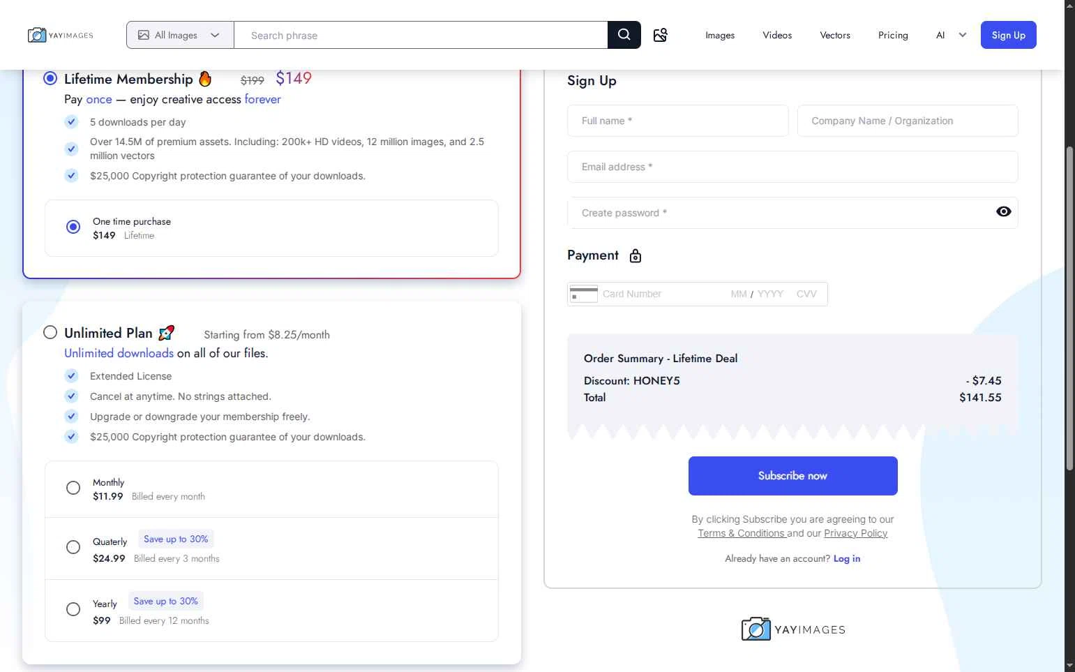 Yay Images checkout page showing Yay Images promo code box | Screenshot taken by SimplyCodes community member on Dec 22, 2025