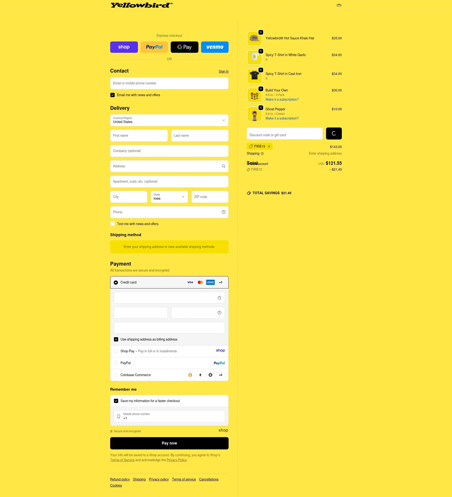 Yellowbird checkout page showing Yellowbird promo code box | Screenshot taken by SimplyCodes community member on Dec 26, 2025