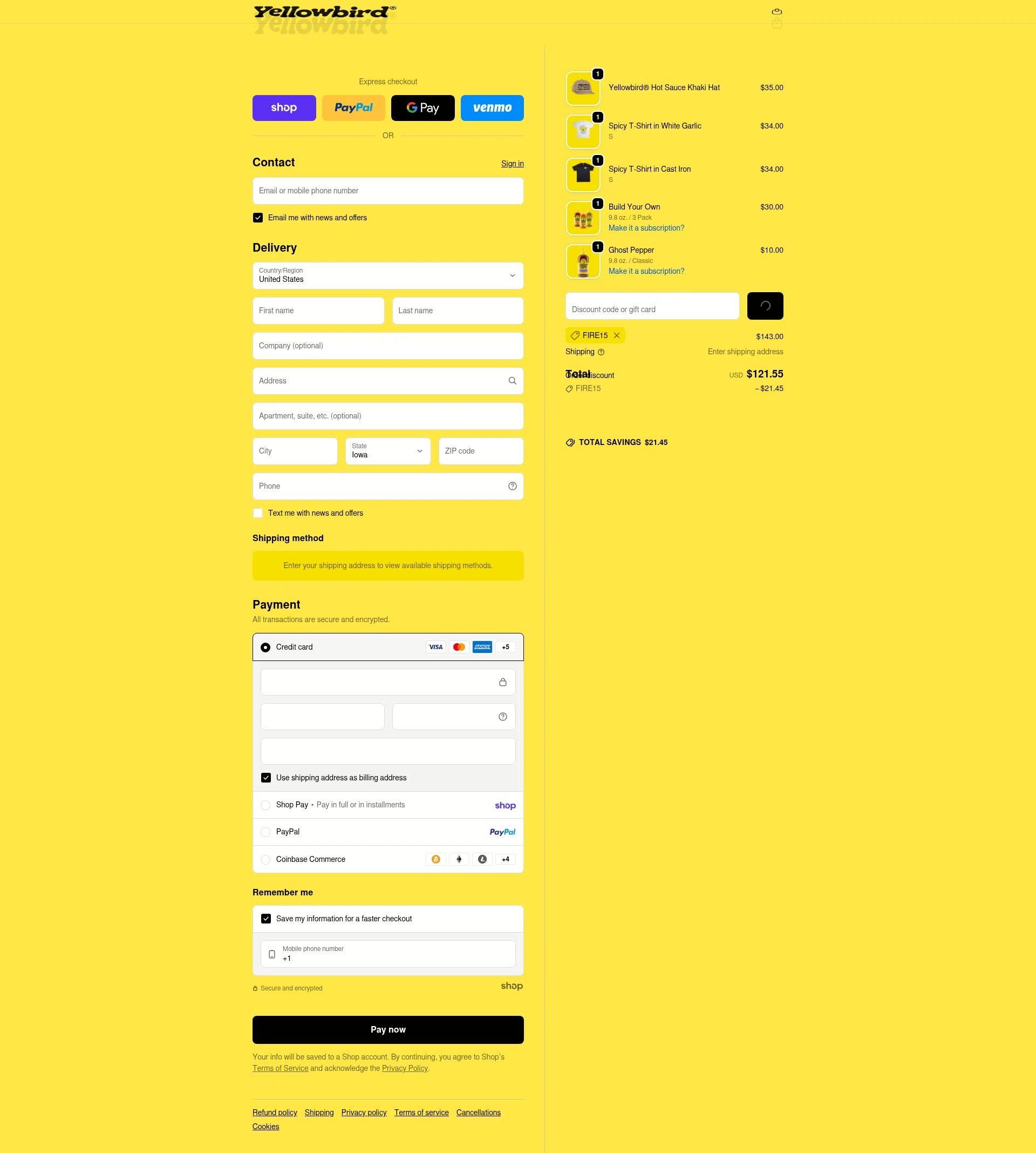 Yellowbird checkout page showing Yellowbird promo code box | Screenshot taken by SimplyCodes community member on Jan 29, 2026