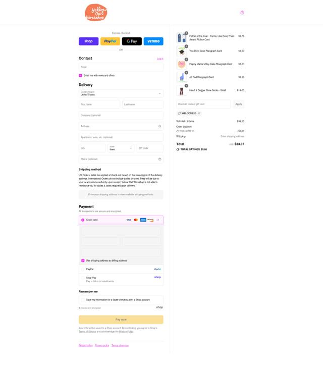 Yellow Owl Workshop checkout page showing Yellow Owl Workshop discount code box | Screenshot taken by SimplyCodes community member on Sep 3, 2025